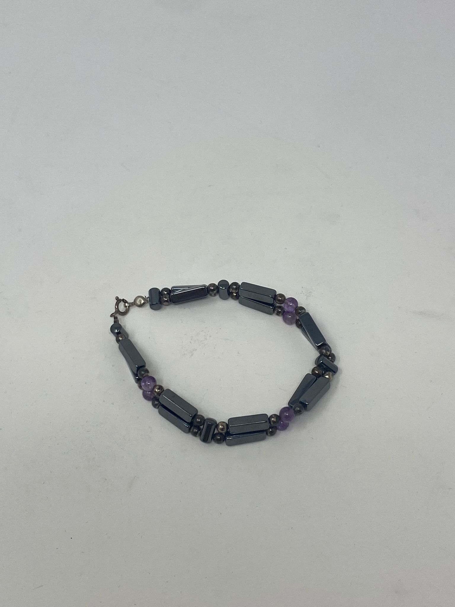 Coastal Shadow - Hematite & Amethyst Bracelet - Image 2