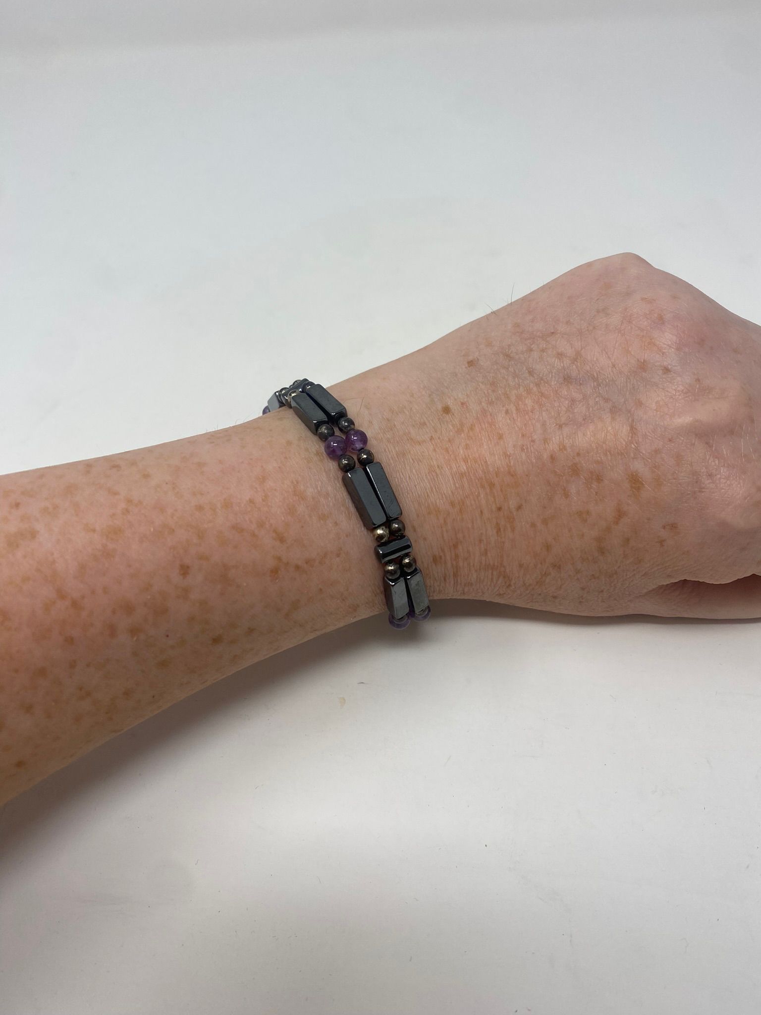 Coastal Shadow - Hematite & Amethyst Bracelet