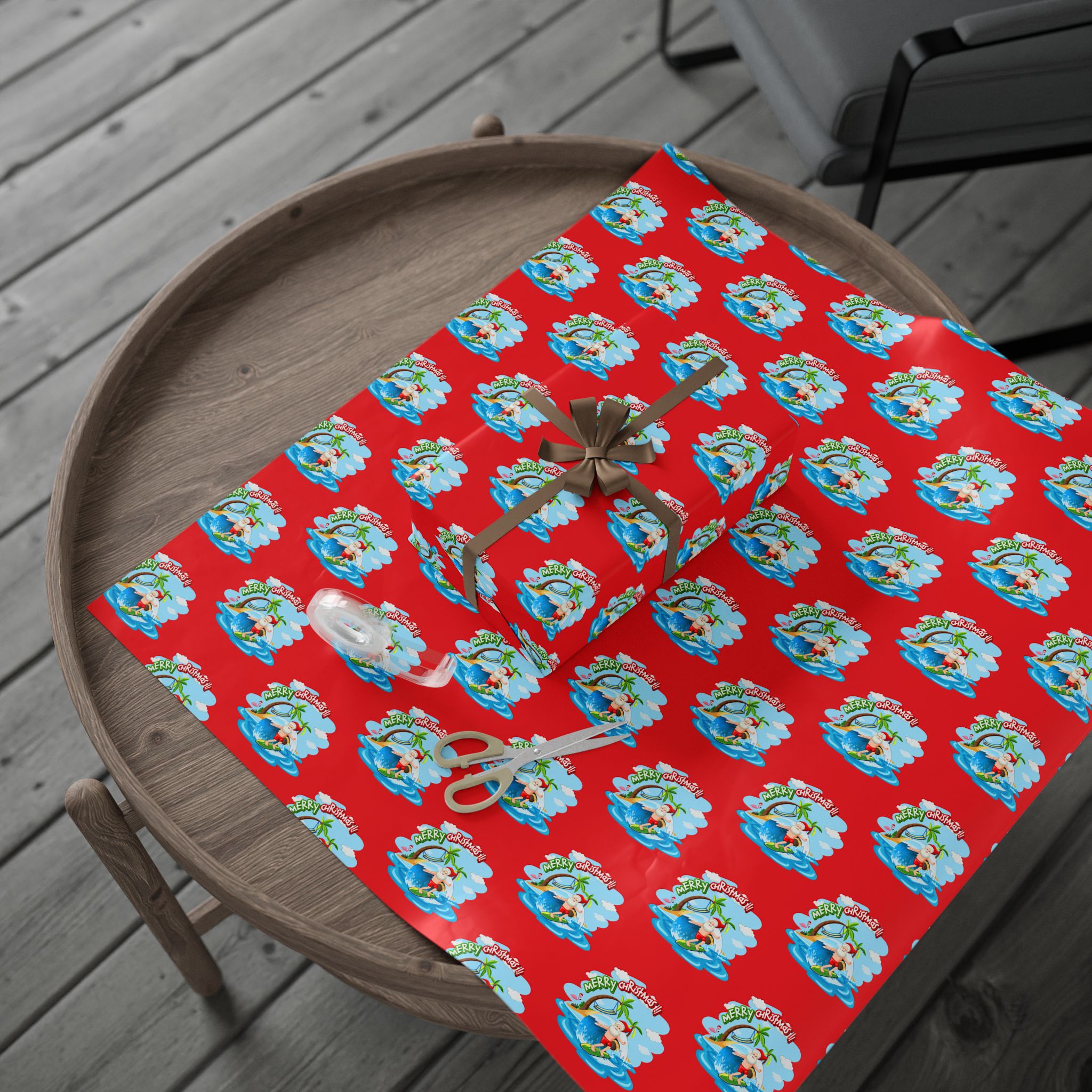 Santa Ramp Paper Red Florida Santa Red Wrapping Paper – The Coastal Shopping Club