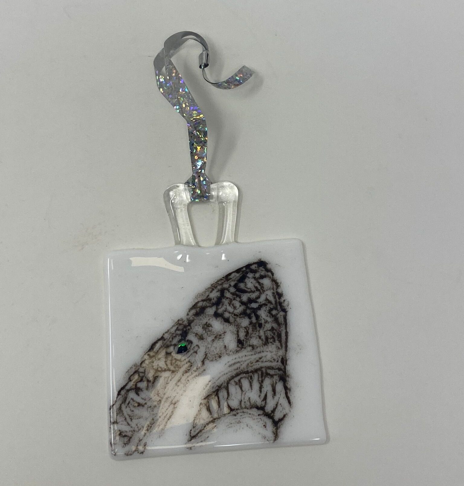 Shark Bite Glass Christmas Ornament