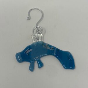 Ocean Blue Manatee Glass Christmas Ornament